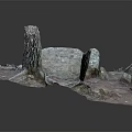 Natural Stone Structure Scene With Archway Tree Trunk And Earthen Ground 3d model