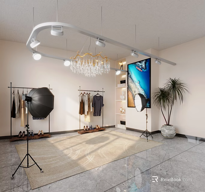 Modern Public Office Space With Open Layout Ergonomic Desks And Green Plants 3d model 