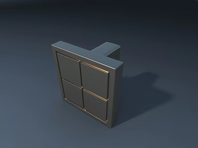 Modern Metallic Door Handle With Square Panels And Gold Edge Trim Design 3d model