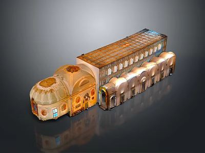 Decorative Building Model With Animal Motifs On Dome And Arch Structures 3d model