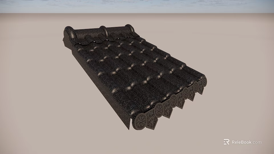 Black Decorative Component With Diamond Pattern And Scroll Edges Textured Surface 3d model