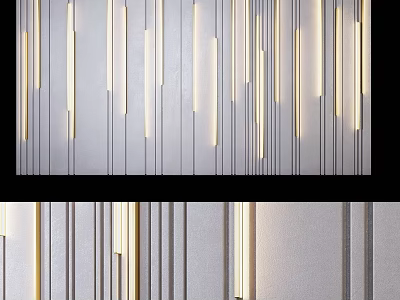 Modern Geometric Wall Decor With Illuminated Vertical Stripes For Interior Design 3d model