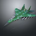 Military Green Camouflage Fighter Jet With Missile Armament And Sharp Nose Design