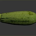 Fresh Green Zucchini Vegetable With Striped Skin On Dark Reflective Surface