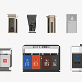 Public Trash Bins Featuring Waste Classification And Various Design Types For Facilities 3d model