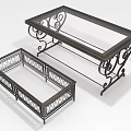 Elegant Black Metal Coffee Tables With Glass Top Scroll And Lattice Designs