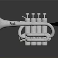 Shiny Silver Trumpet Musical Instrument with Valves and Bell Surface