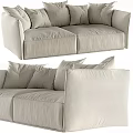 Modern Beige Fabric Sofa With Comfortable Pillows And Soft Cushioned Design 3d model