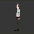 Cartoon Man in White Shirt With Tie Brown Pants And Brown Shoes