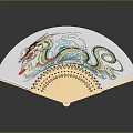 Traditional Chinese Folding Fan With Colorful Dragon Design On White Surface