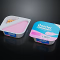 Quarter Label Food Containers With Pink Blue White Design And Small Food Pieces