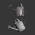 Vintage White Watering Cans With Bark Texture For Home Garden Use