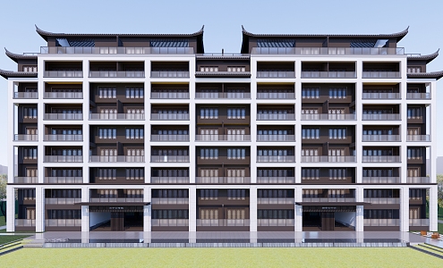 New Chinese-style Residential Building Noble Large-size Multi-storey Residence 3d model