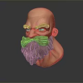 Man 3D Head Model With Bald Head Thick Beard And Detailed Facial Features 3d model