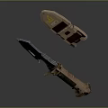 Futuristic Sci Fi Weapon with Blue Accents Brown Grip and Detailed Energy Core Design