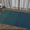 Blue and Teal Striped Square Carpet on Wooden Floor in Modern Interior