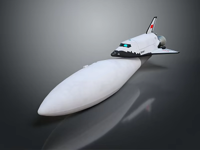 White Space Shuttle Model With Rocket Booster And Red Logo Detailed Display View 3d model