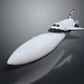White Space Shuttle Model With Rocket Booster And Red Logo Detailed Display View 3d model