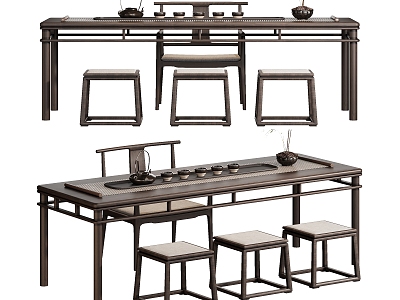 New Chinese Tea Table and Chair 3d model