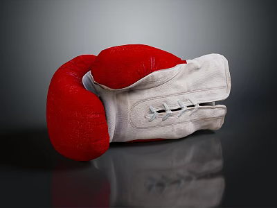 High Quality Red and White Laced Boxing Gloves for Professional Sports Training Equipment 3d model