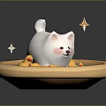 Adorable White Puppy Doll With Yellow Duck Toys Boat In Hexagon Tray And Stars