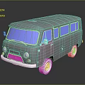 minibus minivan driverless bus school bus van box car 3d model
