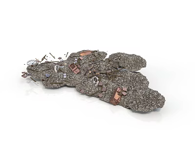 Decorative Stone Building Components With Copper Accents And Textured Surfaces 3d model