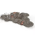 Decorative Stone Building Components With Copper Accents And Textured Surfaces