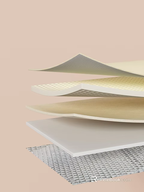 Mattress Layer Structure With Foam Support And Breathable Material Design 3d model