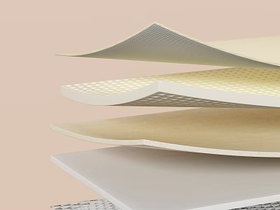 Mattress Layer Structure With Foam Support And Breathable Material Design 3d model