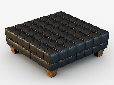 Elegant Black Leather Tufted Armchair With Square Design And Wooden Legs 3d model