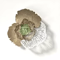 Modern Floral Wall Decor With Golden Accents Green Center And White Petals