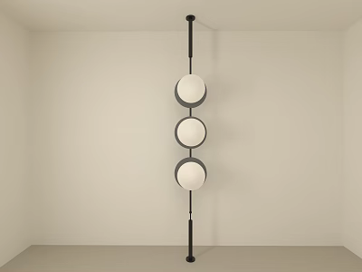 Modern Decorative Light With Three Round Globes And Black Hanging Frame In Minimalist Room 3d model