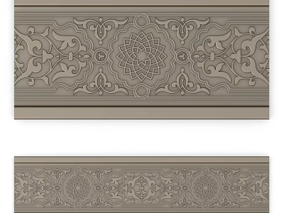 Elegant Intricate Classical Carved Patterns On Decorative Waistline Strip Design 3d model