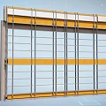 Contemporary Construction Structure With Metal Frame Glass Panels And Concrete Supports