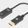 Black HDMI Adapter With Flexible Cable Gold Plated Connector And D Logo