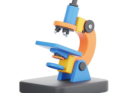 Colorful Medical Microscope With Blue Orange Yellow Arm Stage And Base Design 3d model