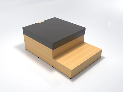 Outdoor Sofa With Layered Design Black Top And Wooden Base For Outdoor Space 3d model