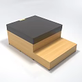 Outdoor Sofa With Layered Design Black Top And Wooden Base For Outdoor Space