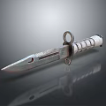 Vintage Military Knife With Metal Blade Striped Handle And Ring Design