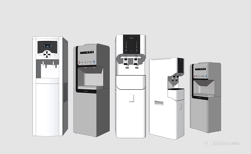 Five Various Styles Of Water Dispensers For Home And Office Daily Use 3d model 