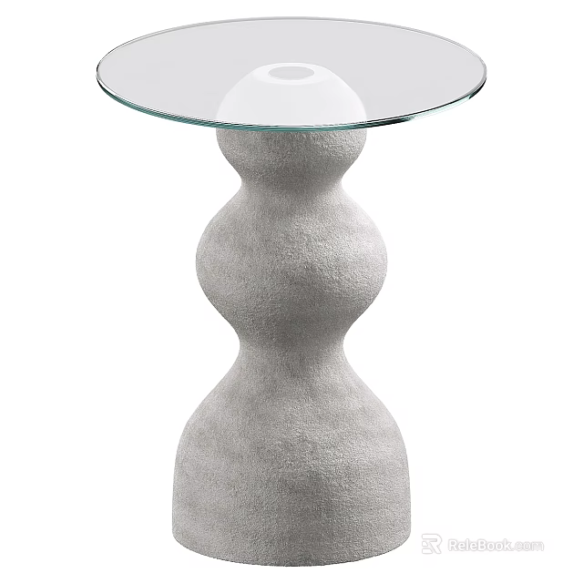 Modern Dining Table With Glass Top And Textured Curved Base Design 3d model 