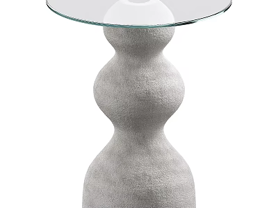 Modern Dining Table With Glass Top And Textured Curved Base Design 3d model