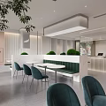 Elegant Modern Restaurant Interior Design With White Bar Counter Green Plants And Seating