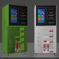 Intelligent Fire Safety Public Facility With Digital Screens And Fire Extinguishers In Green White Design