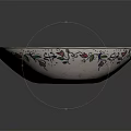 Decorative Tableware Set Featuring White Bowl With Green Rim And Colorful Floral Patterns