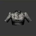 Stylish Short Sleeved Blouse With Stand Collar And Intricate Pattern Design
