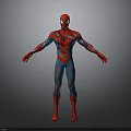 SpiderMan Character In Red And Blue Torn Suit Standing With Arms Outstretched