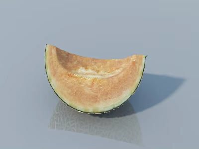 Fresh Vegetable Sliced Cantaloupe with Orange Flesh and Green Rind on Gray Background 3d model