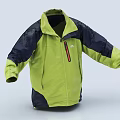 Light Green and Dark Blue Contrast Outdoor Sports Jacket with Zipper and Pockets